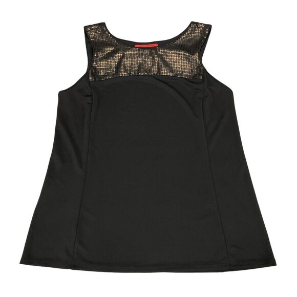 Narciso Rodriguez Tank Top Womens Large Black Gold Sequin Sleeveless Pullover - Picture 1 of 12